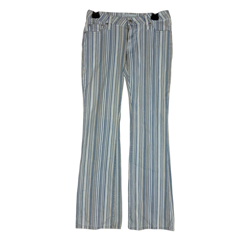 Arizona Jean Co Hipster Bootcut Jeans Juniors 1 Blue Striped Low Rise Stretch